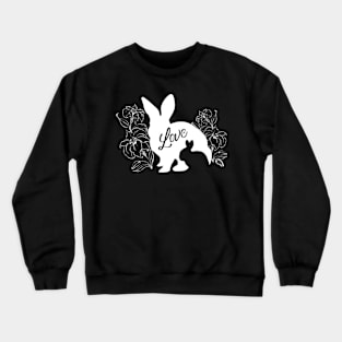 Mama Bunny Baby Bunny LOVE Lily Flowers - White Crewneck Sweatshirt